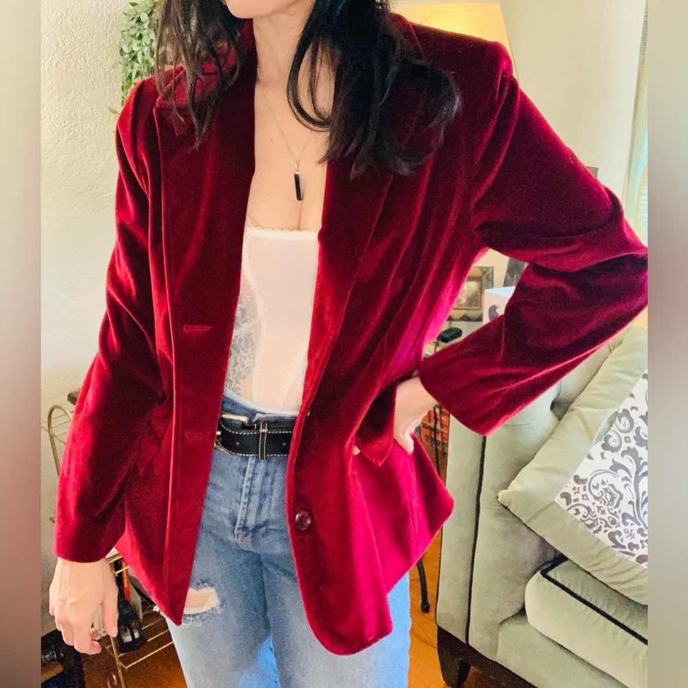 Vintage Neiman Marcus Rich Burgundy Velvet Blazer